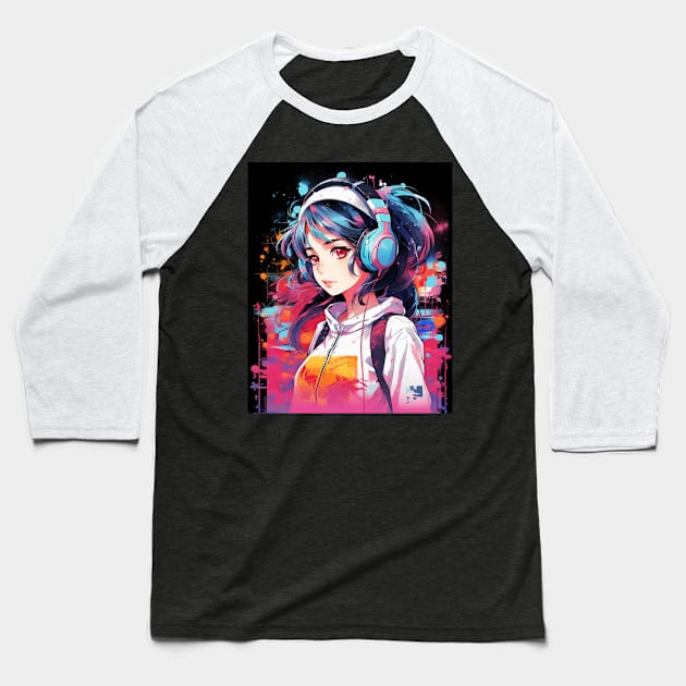 Kawaii Anime Girl Waifu Otaku - Japanese Aesthetic Baseball T-Shirt by Spit in my face PODCAST